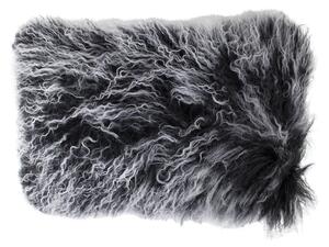 Vankúš biela / čierna ovčej kože kučeravý dlhý chlp Curly - 50 * 30 * 10cm - Mars & More