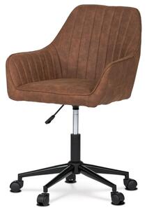 Pracovná stolička, hnedá vintage látka, výškovo nastaviteľná (a-J403 hnedá)