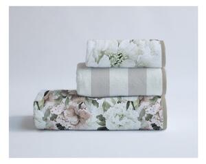 Súprava 3 bavlnených uterákov Velvet Atelier Beige Flowers