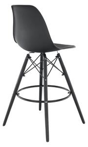 TEMPO Barová stolička, čierna, plast/drevo, CARBRY NEW