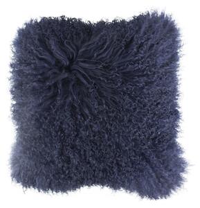 Vankúš modrá ovčej kože kučeravý dlhý chlp Navy Curly - 40 * 40 * 10cm - Mars & More