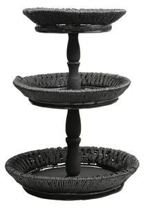 Čierny drevený guľatý podnos Bulli - Ø 41 * 56cm - Mars & More