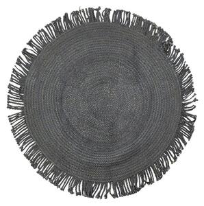 Čierny jutový koberec so strapcami Fringe - Ø120 * 1cm - Mars & More