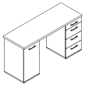 Písací stôl Walter, biely/šedý betón