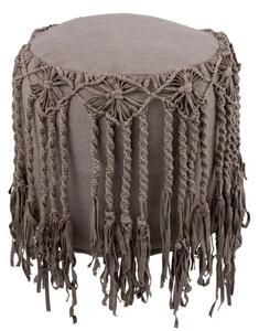 Bavlnený puf macramé taupe - Ø 45 * 45cm - J-Line by Jolipa