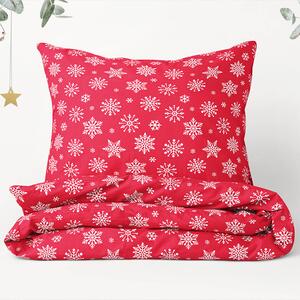 Goldea vianočné bavlnené posteľné obliečky - vzor x-1127 vločky na žiarivo červenom 140 x 200 a 70 x 90 cm