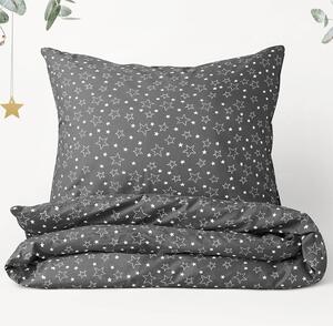 Goldea vianočné bavlnené posteľné obliečky - vzor x-17 biele hviezdičky na sivom 140 x 200 a 70 x 90 cm