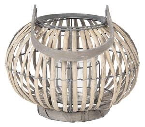 Drevená lampáš so skleneným valcom na sviečku Anouska - Ø 28 * 20 cm - Clayre & Eef