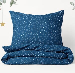 Goldea vianočné bavlnené posteľné obliečky - vzor x-16 biele hviezdičky na modrom 140 x 200 a 70 x 90 cm