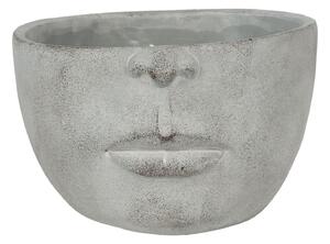 Šedý květáč hlava s ústy - 24 * 23 * 15 cm - Clayre & Eef