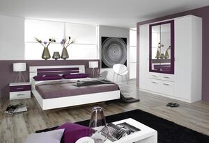 Posteľ s nočnými stolíkmi Burano 160x200 cm, biela/fialová
