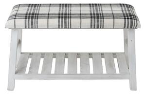 Biela drevená lavica s textilným sedákom Matte - 80 * 40 * 44cm - J-Line by Jolipa