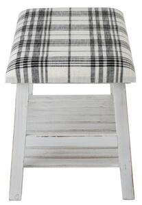 Biela drevená lavica s textilným sedákom Matte - 80 * 40 * 44cm - J-Line by Jolipa