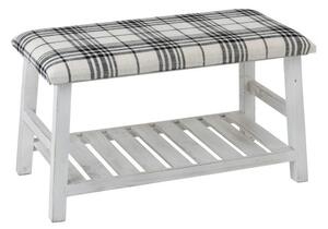 Biela drevená lavica s textilným sedákom Matte - 80 * 40 * 44cm - J-Line by Jolipa