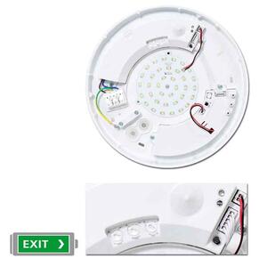 LED 18W svietidlo vrátane núdzaku, biele, IP44, max.18W, HF senz.360 (W131/EM/LED-3000)