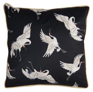 Čierny zamatový vankúš s čapy - 45 * 45 cm - Clayre & Eef