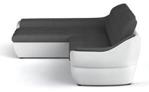 Rohová sedacia súprava Lotus Mini OTM-2F, biela ekokoža / tmavo šedá tkanina