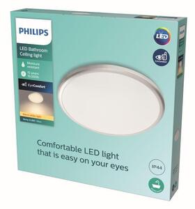 Philips Spray LED CL260 Stropné svietidlo do kúpeľne kruhové 17W/1500lm 377mm 2700K IP44 strieborná