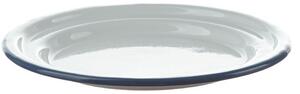 Biely smaltovaný dezertný tanierik s modrou linkou White blue - Ø 18cm - Münder Email