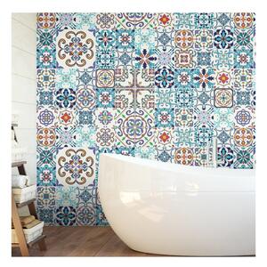 Sada 60 nástenných samolepiek Ambiance Tiles Azulejos Antibes, 10 × 10 cm