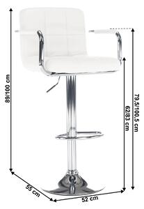 KONDELA Barová stolička, biela ekokoža/chróm, LEORA 2 NEW