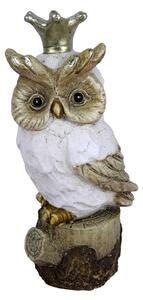 Dekoratívne soška sovy so zlatou korunkou - 12 * 9 * 25 cm - Clayre & Eef