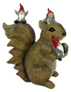 Dekoratívne soška veveričky s trpaslíkmi - 16 * 8 * 18 cm - Clayre & Eef