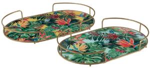 Set 2 podnosov s držadlami Tropical - 46 * 29 * 5,5 cm - J-Line by Jolipa