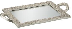 Strieborný obdĺžnikový podnos so zrkadlom Hexagon - 48 * 26 * 4 cm - J-Line by Jolipa
