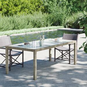 Záhradný stôl béžový 190x90x75 cm tvrdené sklo a polyratan