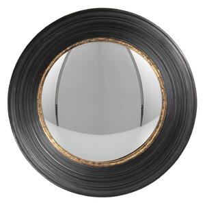 Vypuklé zrkadlo Beneoit s čiernym rámom so zlatou linkou – Ø 34 cm - Clayre & Eef