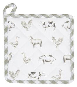 Bavlnená podložka pod hrniec Country Life Animals bielo-zelená - 20 * 20 cm - Clayre & Eef