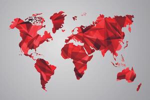 Tapeta červená mapa sveta vo vektorovej grafike