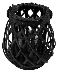 Čierna ratanová oválna lampáš Black Diamond 20cm - v priemere 19 * 20cm - Mars & More