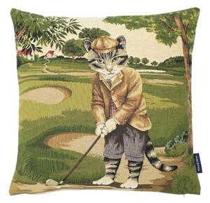 Gobelínový vankúš s kocúrom na golfu - 45 * 45 * 15cm - Mars & More