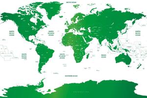 Samolepiaca tapeta mapa sveta s jednotlivými štátmi v zelenej farbe