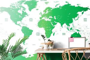Tapeta mapa sveta s jednotlivými štátmi v zelenej farbe