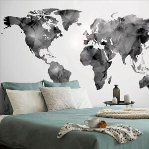 Tapeta polygonálna mapa sveta v čiernobielom