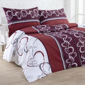 Bavlnené posteľné obliečky SRDCE červenohnedé štandardná dĺžka