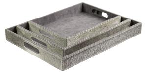 Sada 3ks servírovacie podnosy s hovädzou kožou šedá - 46 * 36,5 * 5cm / 40,5 * 30,5 * 5cm / 33,5 * 24,5 * 5cm - Mars & More