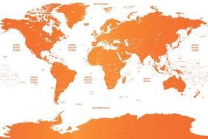 Tapeta mapa sveta s jednotlivými štátmi v oranžovej farbe