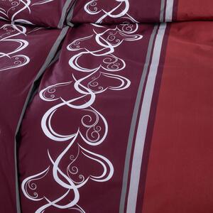 Bavlnené posteľné obliečky SRDCE červenohnedé predĺžená dĺžka