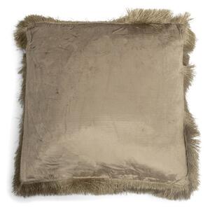 Taupe zamatový vankúš s strapcami Smock - 45 * 45 * 10cm - Mars & More