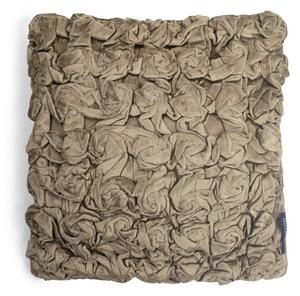 Taupe zamatový nariasený vankúš Smock- 30 * 30 * 10cm - Mars & More