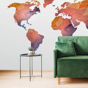 Samolepiaca tapeta mapa sveta v odtieňoch oranžovej