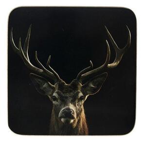 6ks pevné korkové podtácky s jeleňom Black Deer - 10 * 10 * 0,4 cm - Mars & More