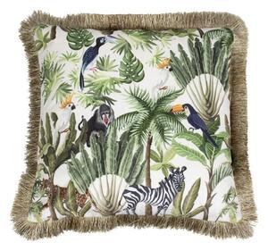 Zamatový vankúš s strapcami Jungle - 45 * 45 * 10cm - Mars & More