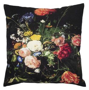 Čierny plátený vankúš s kvetmi Jan Davidsz - 50 * 10 * 50cm - Mars & More