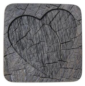 6ks šedé korkové prestieranie srdce v strome Hearts grey - 10 * 10 * 0,4 cm - Mars & More