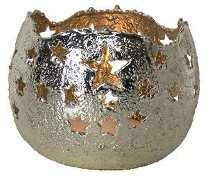 Kovový zlatý svietnik s hviezdičkami S - 10 * 10 * 8cm - Mars & More